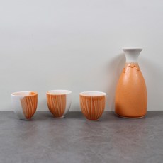 Dalsogum 橘色德利清酒壺3入組, 1套, 德利清酒壺 + 酒杯 3p