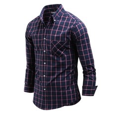DAKUANG 男士感性格紋長袖襯衫 C07D14_sp2151