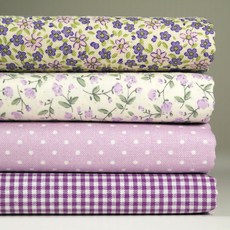 20支棉布料4件組, 1套, 紫色花