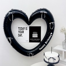 愛心相框海報生日派對組合, 1套, 黑色