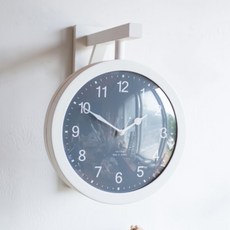 Seoun Art 文森特靜音原木雙面時鐘, 白色