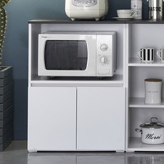 Zeus Furniture 簡約微波爐架, 黑色 + 白色, 2層
