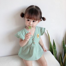스타도어 여아용 투버튼 플라워 민소매 바디수트