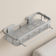 日常重點 免鑽孔多用途層架, 1個, 銀色