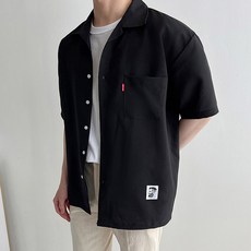 MEOSIDDA 男款口袋標籤短袖襯衫