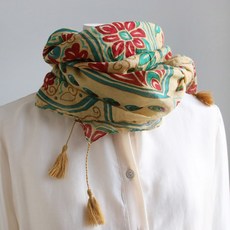 바비수 힐스 코튼 사각 태슬 스카프