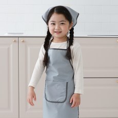 BEBE CHOUETTE 兒童用韓國製深粉彩防水圍裙 + 頭巾套組