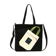 JH Company 帆布迷你口袋2WAY單肩包, 黑色