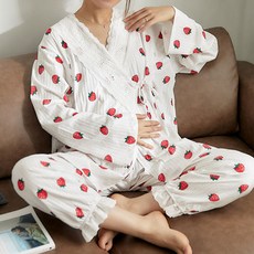 Estella圖案設計交叉孕婦睡衣上下套裝 PJM408