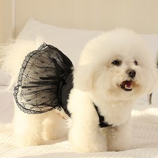 Pick&Pet 狗狗芭蕾舞伶蕾絲荷葉邊連身裙, 黑色, 1個