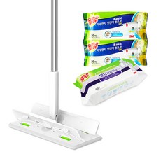 3M 百利 手柄式雙動桿拖把 L號+細塵靜電清潔布 60入+除塵紙巾 90入, 1組