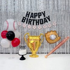 派對島 棒球生日窗簾派對組, 1套, 紅色