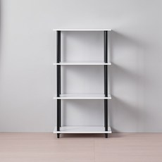데코퍼니쳐 국내 제조 다용도 조립식 인테리어 사각 수납 선반, 화이트블랙, 4단