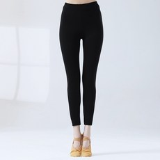 Malltoday 女款舞蹈女神芭蕾瑜珈棉質九分緊身褲, 黑色