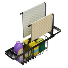 廚房抹布晾乾兼洗滌工具收納架, 黑色, 1個