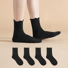 Sockpiens 女性用高級彩色荷葉邊襪子4雙組