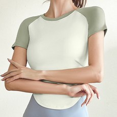 Dasa.com女款配色袖子健身瑜珈短袖T恤