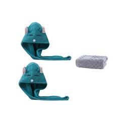 柔軟擦髮巾 SG44 2入 + 洗臉毛巾組, 款式3(擦髮巾), 單一顏色(洗臉毛巾), 1套