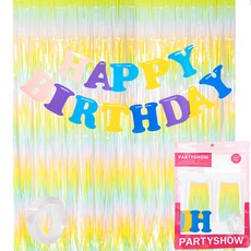 PARTYSHOW 生日派對毛氈拉旗組, 1套, 馬卡龍(流蘇簾)