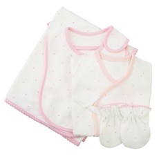 babybear 嬰兒愛心點點肚衣+手套+包巾+圍兜