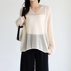 모이르벨라 여성용 텐시 루즈 브이넥 니트 T24SS2-A0410