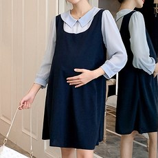 孕婦兩件式長袖連身裙