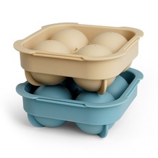 圓形冰塊模具 2件組, 天藍色、奶油米色, 1組