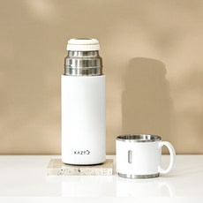 KAZT 保溫保冷不鏽鋼馬克杯隨行杯, 白色, 1個, 350ml