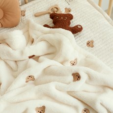 ChezBebe 孩童細纖維刺繡毛絨毯, 小熊款