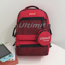 FROM HEAVEN 字母印花網狀後背包+圓形零錢包 P728, 紅色