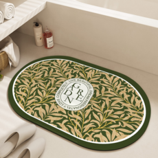 코다치프 플라워 규조 머드 화장실 문 앞 미끄럼 방지 욕실 흡수 발매트 30 x 40 cm, 라이트 레트로, 1개