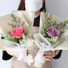 MORIANN LOVE YOU 單朵頂級香皂花束, 新粉色 + 薰衣草紫, 1個