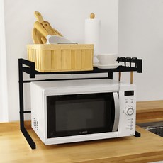 KOXINA 多功能可調整式微波爐架, 二級, 黑色