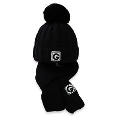 KIZTREE 兒童毛球毛線帽帽子 + 圍巾套組 WS-003