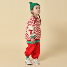 chocomong 童款方格長袖衣褲套裝