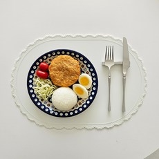 Ruoh蕾絲矽膠餐墊, 舒適灰, 1個, 43 x 30 cm