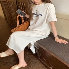 UTOBALAN Oh 休閒夏季短袖連身裙 含大尺碼, 白色