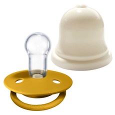 BIBS 디럭스 실리콘 쪽쪽이 + 실리벨 케이스 세트, 0~36개월, 17 머스타드, 1세트