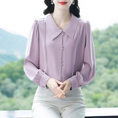 포플러앤씨 여성용 위클린 빅사이즈 카라 블라우스 P24WBL101728