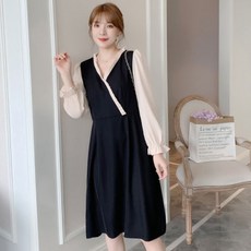 孕婦V領交叉哺乳連身裙