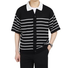 DKA 男款寬鬆版型短袖條紋開襟衫 E05M15_og3982