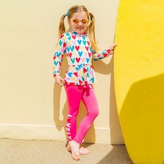 Lala Amang 女童款彩色愛心防曬泳衣泳褲套裝