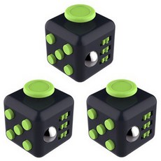 THAT'S THAT 童心未泯 Fidget 6面方塊 3入, 黑色 + 綠色
