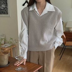 Lindashop Chetne 寬鬆版型簡約羊毛針織背心 cpvt875k29