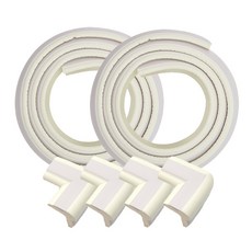 GGOSA 雙色防撞條 2m 2入+防撞桌角 4入, 象牙白, 1組