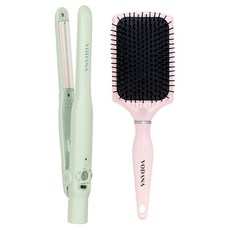 VODANA Soft Bar 纖薄平板夾 FD05R + Gorgeous 氣墊梳套組, 麻花綠