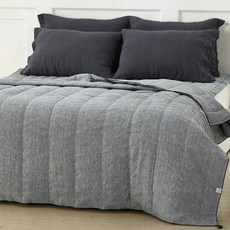 FRESH FIND 素色絎縫亞麻薄被, 灰色的