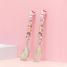 LILFANT Sanrio Hello Kitty 胖乎乎吉祥物勺子+叉子套組, 勺子+叉子, 混色