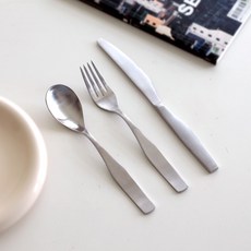 Iwooa Odette霧光不鏽鋼晚餐3件組, 餐匙, 餐叉, 餐刀, 單一顏色