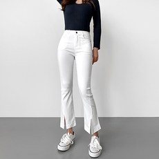 jalbba jean 女款斜開衩彈力喇叭褲